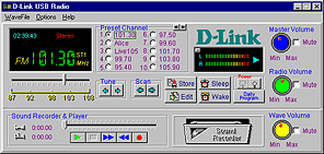 D-Link USB Radio software, main view screenshot (21k)